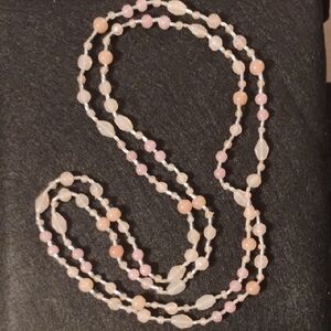 Vintage Pink Quartz And MoonGlow Lucite Necklace